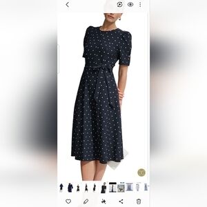 DKNY Women’s Navy Polka Dot Midi Dress NWOT SZ 16